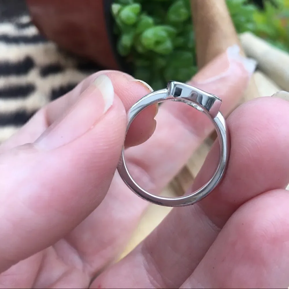 Paw Heart Sterling Silver Ring Size 7